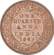 Copper One Quarter Anna Coin of Victoria Empress of Calcutta Mint of 1899.