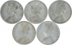 Silver One Rupee Coins of Victoria Queen of 1862.