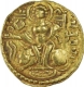 Very Rare Gold Dinar Coin of Samudragupta of Gupta Dynasty of King, Queen and Lion to Left Type.