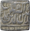 Silver Square One Rupee Coin of Akbar of Patna Mint.