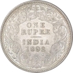Silver One Rupee Coin of Victoria Empress of Calcutta Mint of 1892.