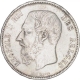 Silver Five Francs Coin of Leopold II of Belgium.