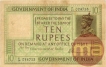 1925 British India Ten Rupees Note of King George V Signed by H Denning.