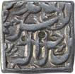 Silver Square One Rupee Coin of Akbar of Tatta Mint of Mihr Month.   