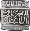 Silver Square One Rupee Coin of Akbar.