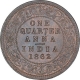 Copper One Quarter Anna Coin of Victoria Queen of Calcutta Mint of 1862.