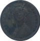 Copper Quarter Anna Coin of Victoria Empress of Calcutta Mint of 1879.