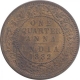 Copper Quarter Anna Coin of Victoria Empress of Calcutta Mint of 1882.