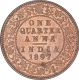 Copper One Quarter Anna Coin of Victoria Empress of Calcutta Mint of 1897.