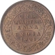 Copper Quarter Anna Coin of Victoria Empress of Calcutta Mint of 1901.