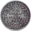 Silver Two Annas Coin of Victoria Empress of Bombay Mint of 1883.