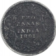 Silver Two Annas Coin of Victoria Empress of Bombay Mint of 1891.