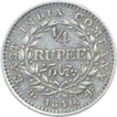 Silver Quarter Rupee Coin of Victoria Queen of Madras Mint of 1840.