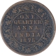 Copper One Quarter Anna Coin of Victoria Queen of Calcutta Mint of  1875.