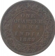 Copper Quarter Anna Coin of Victoria Empress of Bombay Mint of 1889.