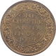 Copper One Quarter Anna Coin of King George VI of Calcutta Mint of 1942.