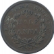 Copper Half Anna Coin of East India Company of Calcutta Mint of 1845.