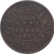 Copper Half Anna Coin of Victoria Empress of 1877.