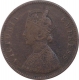 Copper Half Anna Coin of Victoria Empress of 1877.