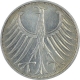 Silver Five Deutsche Mark Coins of Germany.