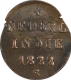 Error Copper One Eighth Stuiver coin of  Willem I of Dutch Indie.