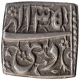 Silver Square One Rupee Coin of Akbar of Di Month.