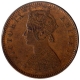 Copper One Quarter Anna Coin of Victoria Empress of Calcutta Mint of 1877.