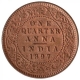 Copper One Quarter Anna Coin of Victoria Empress of Calcutta Mint of 1897.