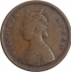 Copper Half Anna Coin of Victoria Queen of Calcutta Mint of 1862. 