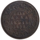 Copper Half Anna Coin of Victoria Queen of Calcutta Mint of 1875. 