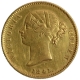 Gold One Mohur Coin of Victoria Queen of Calcutta Mint of 1841.