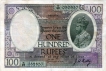 One Hundred Rupees Bank Note Signed By J W Kelly of King George V of 1928.