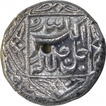 Silver Half Rupee Coin of Akbar of Lahore Mint of Di Month.