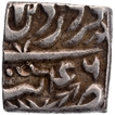 Silver Square One Rupee Coin of Akbar of Tatta Mint of Farwardin Month.