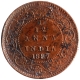 Copper One Twelfth  Anna Coin of Victoria Empress of Calcutta Mint of 1887.