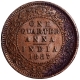 Copper One Quarter Anna Coin of Victoria Empress of Calcutta Mint of 1887.