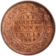 Copper One Quarter Anna Coin of King Edward VII of Calcutta Mint of 1904.