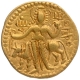 Gold Dinar Coin of Vasudeva II of Kushan Dynasty of Oesho type.