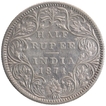 Silver Half Rupee Coin of Victoria Queen of Bombay Mint of 1874.