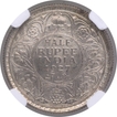 Silver Half Rupee Coin of King George V of Calcutta Mint of 1927.