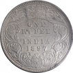 Silver One Rupee Coin of Victoria Empress of Calcutta Mint of 1897.