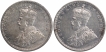 Silver One Rupee Coins of King George V of Calcutta and Bombay Mint of 1911.