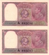 Two Rupees Bank Notes of King George VI Signed by C.D.Deshmukh of 1943.