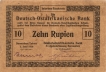 Ten Zehn Rupie Banknote of German East Africa of 1916.