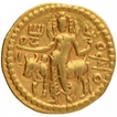 Gold Dinar Coin of  Vasudeva I of Kushan Dynasty of OESHO Type.