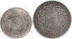 Silver 8 Annas and Rupee Coin of Mir Mahbub Ali Khan of Farkhanda Bunyad Haidarabad Mint of Hyderabad State.