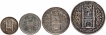 Set of Four Coins of Mir Usman Ali Khan of Haidarabad Farkhanda Bunyad Mint of Hyderabad State.