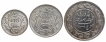 Set of Three Silver Kori coins of Khengarji III of Bhuj Mint of Kutch State.