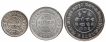 Set of Three Silver Kori coins of Khengarji III of Bhuj Mint of Kutch State.