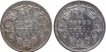 Silver Quarter Rupee Coin of Victoria Queen of Bombay Mint of 1874.